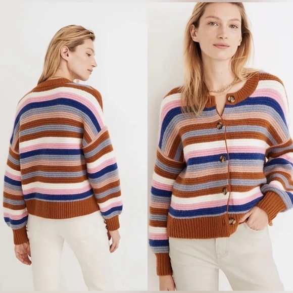 MADEWELL Striped Springview Cardigan Sweater in Coziest Yarn Size XS - Picture 2 of 12
